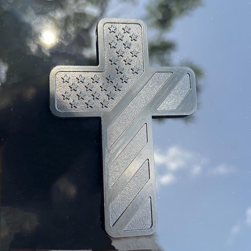 LWQLZY Cross Christian Car Emblem – Patriotic USA Flag Zinc Alloy 3D Badge with 3M Adhesive – Cross Decal for Car, Truck, Window, Door, Toolbox, or Home Decor (Matte Black) - Image 3